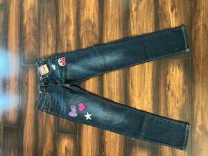 NWT Roebuck & Co. Girls 14 Skinny Jeans w/Graphic Patches and Adjustable Waist
